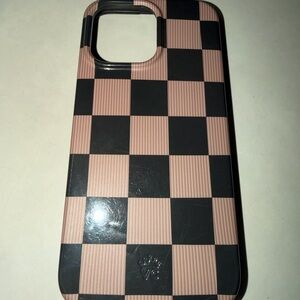 Velvet Caviar Stylish Checkered Phone Case - Black and Brown iPhone 14 Pro Max